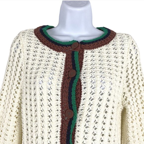 Postmark Anthropologie Elsie Cardigan Sweater Open Knit Crochet Grandma XS - Picture 3 of 8